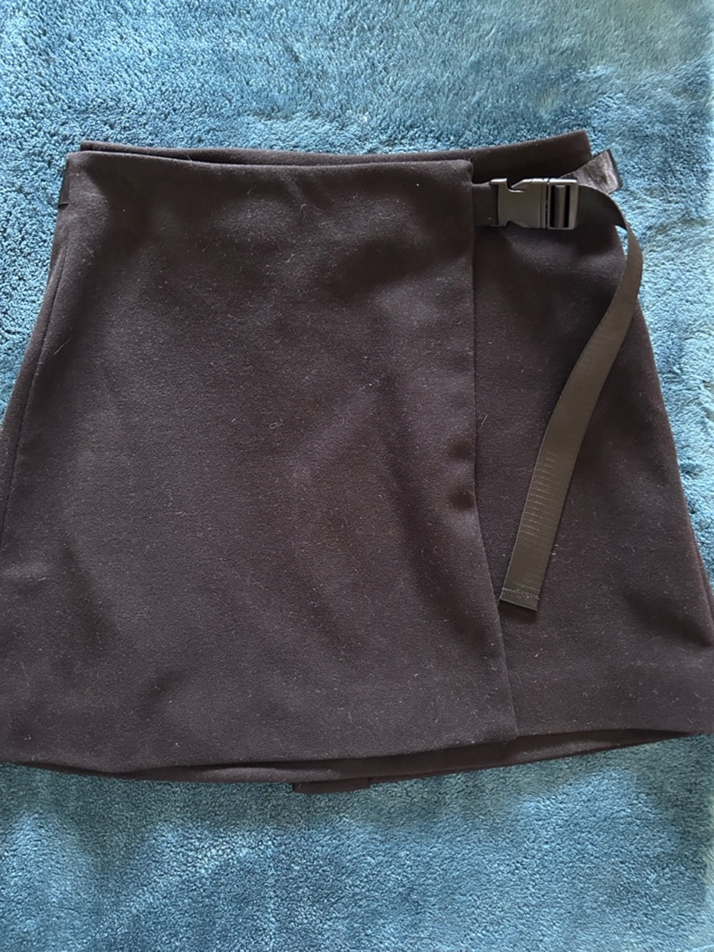 Zara Black Buckle Wrap Mini Skirt
